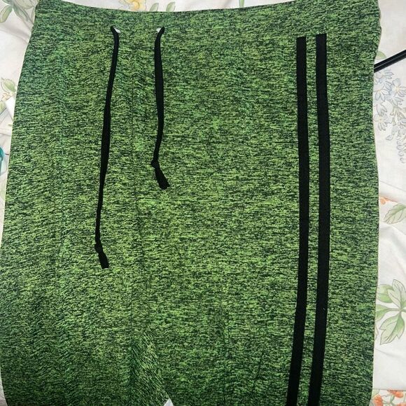 Neon Green leggings stripes size M - Picture 2 of 6